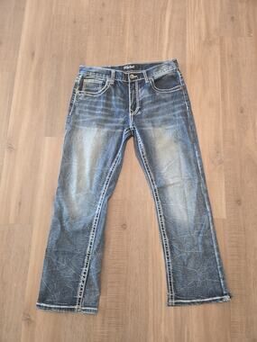 True Luck Mens Blue Denim Straight Jeans Size 32x30
